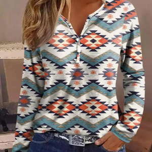 Casual Ethnic V Neck Regular Fit T-Shirt, T-Shirts, color:Multicolor|size:XXL, JustFashionNow