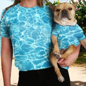 Women's Hot Summer Sea Ocean Print Vacation Casual Crew Neck Shirt, color:Aqua blue|size:4XL, Lilicloth.com