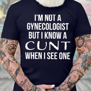 Men's Funny I Am Not A Gynecologist But I Know A Cunt When I See One Graphic Printing Casual Crew Neck Loose Cotton T-Shirt, color:Purplish blue|size:3XL, Lilicloth.com