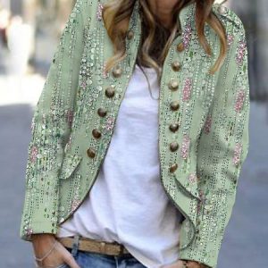 Knitted Casual Loose Others Jacket, Blazers, color:Green|size:XXL, JustFashionNow