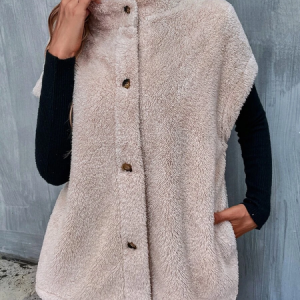Lambswool Plain Teddy Jacket, Vest, color:Khaki|size:XXL, catalog Noracora shop