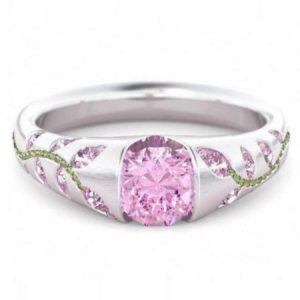 Leaves set with Gemstone Ring, Rings, color:Silver|size:9, JustFashionNow