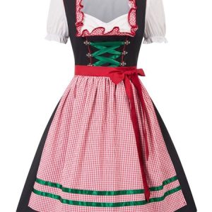 Dirndl Oktoberfest Vacation Floral Regular Fit, Dresses, color:Green|size:XXL, JustFashionNow