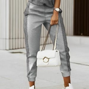 Casual Plain Loose Casual Mid Waist Pants, Pants, color:Gray|size:XXL, Stylewe
