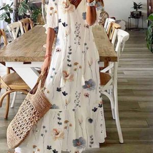 Floral Casual Others Loose Dress, Maxi Dresses, Roselinlin - Online Catalog
