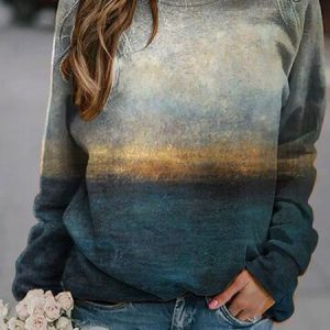 JFN Crew Neck Scenery Printed Long Sleeve Casual Sweatshirt, Sweatshirts & Hoodies, color:Blue|size:3XL, JustFashionNow