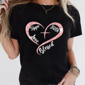 Loose Crew Neck Heart/Cordate Regular Sleeve Casual T-Shirt, T-Shirts, color:Black|size:3XL, JustFashionNow