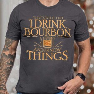 Men That’s What I Do I Drink Bourbon And I Know Things Text Letters Casual T-Shirt, color:Deep Gray|size:3XL, Lilicloth.com