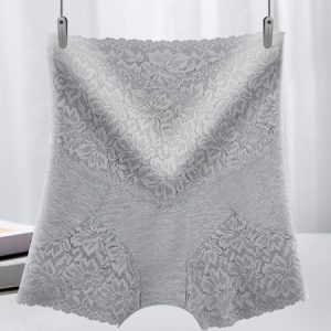 Lace Splicing Receiving Abdomen Hip Raise High Waist Briefs Plus Size, Lingeries, color:Gray|size:XL, Noracora