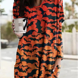 Casual Crew Neck Halloween Sweatshirt, Hoodies & Sweatshirts, color:Watermelon|size:3XL, Noracora