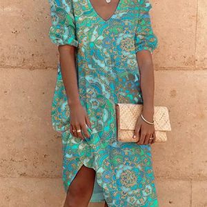 Ombre Loose Casual V Neck Midi, Midi, color:Green|size:XXL, catalog Noracora shop