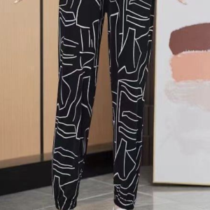 Casual Pockets Letters Pants, BOTTOM, color:Stripe|size:4X, Noracora