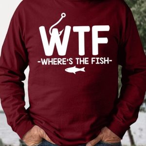 Men's Funny WTF - Where's The Fish Graphic Printing Casual Text Letters Crew Neck Sweatshirt, color:Red|size:3XL, Lilicloth.com