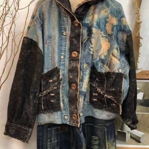 Casual Abstract Hoodie Jacket, Coats, color:Blue|size:XXL, JustFashionNow