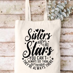Always Be There Sister Star Casual All Season Text Letters Shopping Tote Bag, color:White|size:One-size, Lilicloth.com