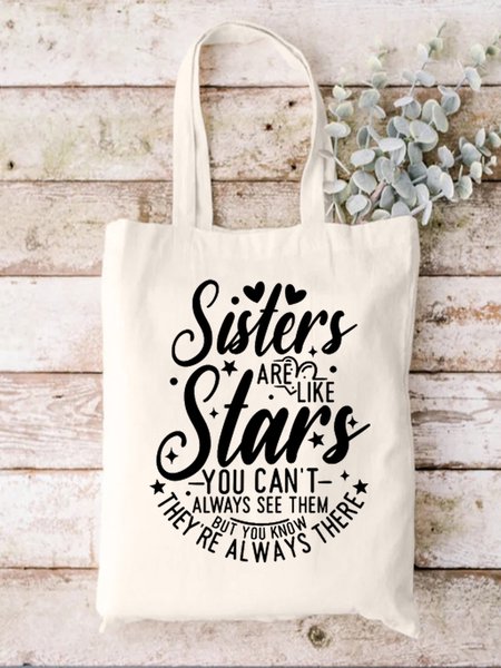Always Be There Sister Star Casual All Season Text Letters Shopping Tote Bag, Bags, Lilicloth.com
