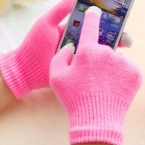 Solid Color Accessible Screen Warm Gloves, Women Gloves, color:Pink|size:One-size, JustFashionNow
