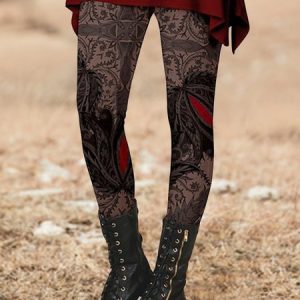 Ethnic Regular Fit Leggings, Leggings, color:Multicolor|size:XXL, JustFashionNow