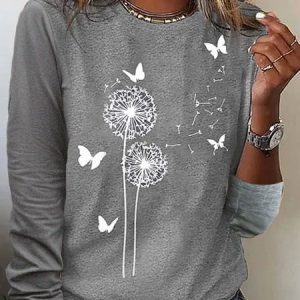 Dandelion Casual Jersey Loose T-Shirt, color:Gray|size:XXL, Lilicloth.com