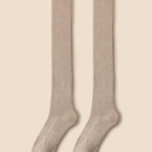 1pair Women Minimalist Warmth Over the Knee Socks, Socks, color:Khaki|size:One-size, JustFashionNow