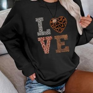 Casual Loose Sweatshirt, Sweatshirts & Hoodies, color:Black|size:3XL, JustFashionNow