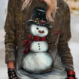 Casual Crew Neck Christmas Sweatshirt, Sweatshirts & Hoodies, color:Brown|size:XXL, JustFashionNow