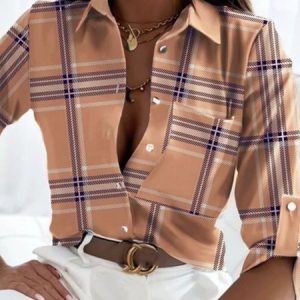 Shirt Collar Loose Casual Ethnic Blouse, Shirts & Blouses, color:Khaki|size:5XL, JustFashionNow