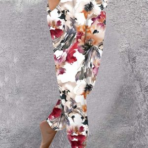 Casual Floral Regular Fit Pants, Pants, color:Color7|size:XXL, JustFashionNow