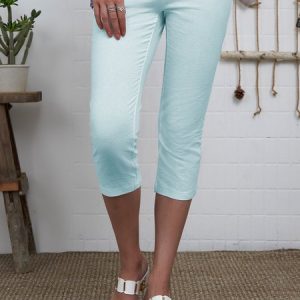 JFN Solid Casual Capris Pants, Pants, color:Blue|size:XXL, JustFashionNow
