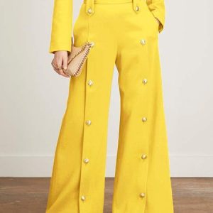 Urban Plain Regular Fit Fashion Pants, Pants, color:Yellow|size:XXL, Stylewe