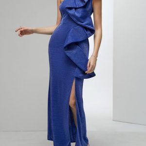 Tight One Shoulder Party Party Dress, Maxi Dresses, color:Blue|size:XXL, Stylewe