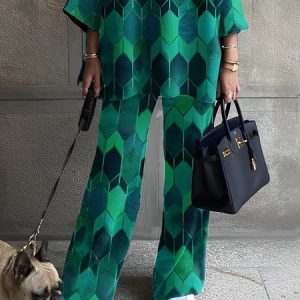Urban Abstract Graphic Pants, Pants, color:Green|size:XXL, Stylewe