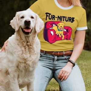 Lilicloth X Funnpaw Women's Fur-Niture T-Shirt, color:Yellow|size:L, Lilicloth.com