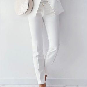 Regular Fit Plain Urban Fashion Pants, Pants, color:White|size:XXL, Stylewe