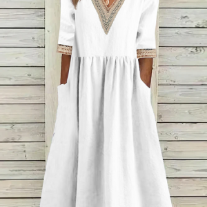 Plain Lace Cotton And Linen Linen Dress, Midi Dresses, Roselinlin - Online Catalog
