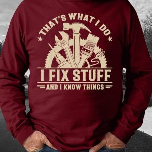 Men's That’s What I Do I Fix Stuff And I Know Things Regular Fit Casual Text Letters Sweatshirt, color:Red|size:3XL, Lilicloth.com