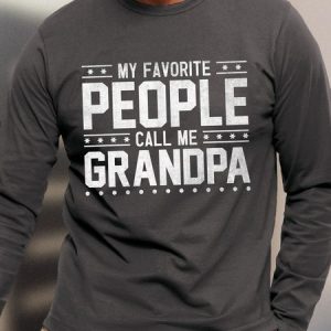 Lilicloth X Abu My Favorite People Call Me Grandpa Mens Long Sleeve T-Shirt, color:Gray|size:3XL, Lilicloth.com