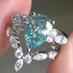 Elegant Blue Zircon Diamond Ring Set Party Wedding Anniversary Women Jewelry, Rings, color:As Picture|size:10, Stylewe
