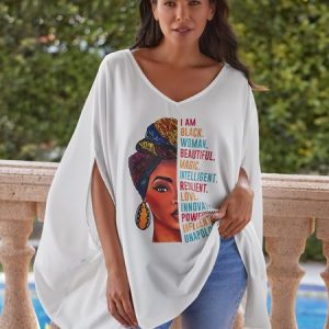 Daily Casual Figure Printed  Loosen Half Sleeve Top, Blouses and Shirts, color:White|size:XS, Stylewe