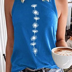Women's Casual Daisy Chain Crew Neck Tank Top, Tank Tops, Lilicloth.com