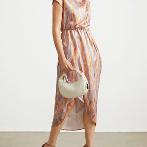 One Shoulder Regular Fit Abstract Urban Midi Dress With No Belt, Midi Dresses, color:As Picture|size:XXL, Stylewe