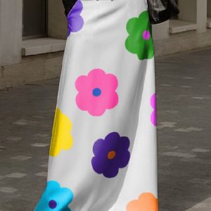 Vacation Floral Print  Pockets Skirt, Skirts, color:White|size:XXL, Stylewe