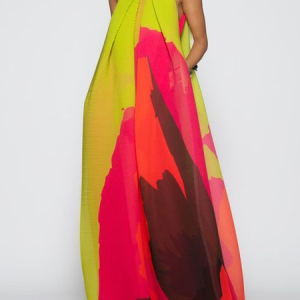 Floral Regular Fit Halter Elegant Party Dress, Maxi Dresses, color:As Picture|size:XXL, Stylewe