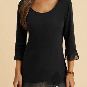 Plain Casual Crew Neck Loose Top, Shirts & Blouses, color:White|size:XXL, JustFashionNow