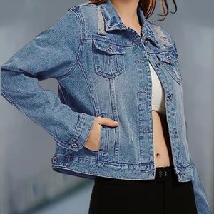Casual Ripped Shawl Collar Regular Sleeve Denim Coat, Jackets, color:Blue|size:3XL, JustFashionNow
