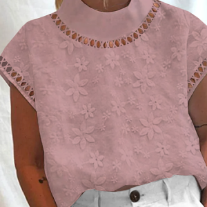 Loose Cotton And Linen Floral Linen Shirt, Shirts & Blouses, color:Pink|size:XXL, JustFashionNow