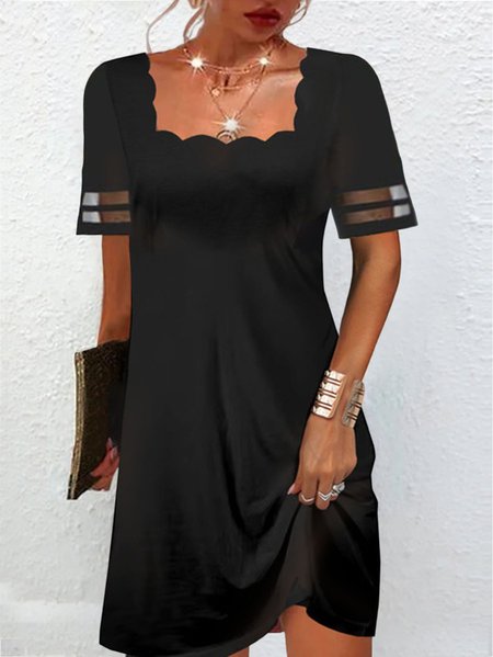 Shell Neck Knit Little Black Dress, Dresses, color:Black|size:XXL, JustFashionNow