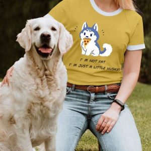 Lilicloth X Funnpaw Women's I'm Not Fat I'm Just A Little Husky T-Shirt, color:Yellow|size:3XL, Lilicloth.com