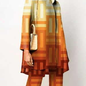Shirt Collar Geometric Casual Loose Shirt, Blouses and Shirts, color:Yellow|size:XXL, Stylewe