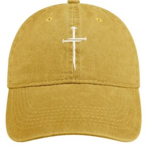 Men's /Women's Religious Cross Graphic Printing Regular Fit Adjustable Denim Hat, color:Yellow|size:One-size, Lilicloth.com